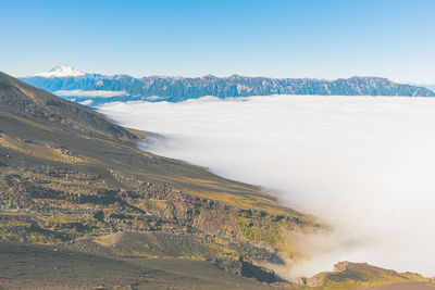 Scenic view of land against clear sky