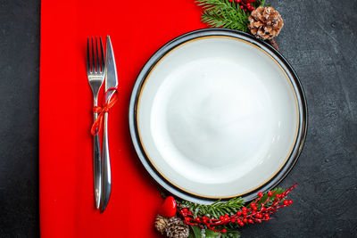 High angle view of food on table