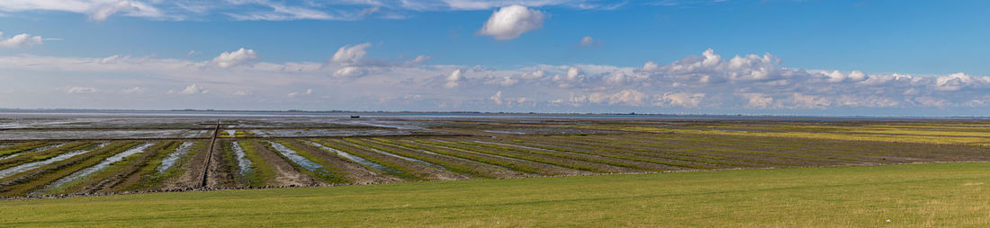 Scenic view of land against sky