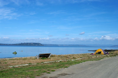 Scenic view of beach against sky