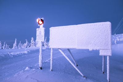 Snow on built structure in winter