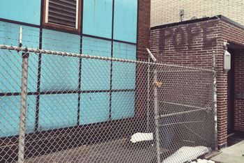 Text on building