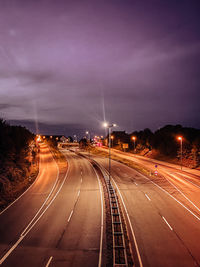 Light trails on highway at night