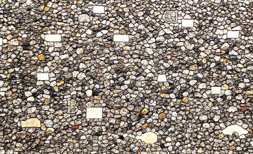 High angle view of stones on street