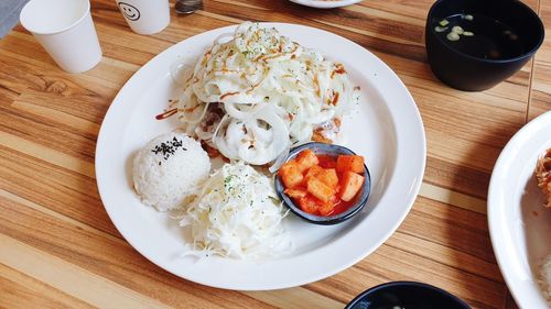 High angle view of food on table