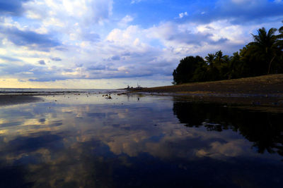 Reflection of clouds in calm sea