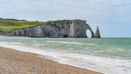 Coastal scenery around etretat, a commune in the seine-maritime department in  france