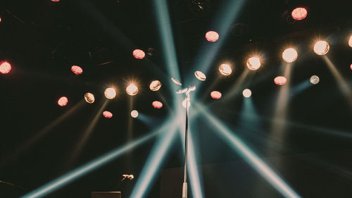 Defocused image of illuminated lights at night