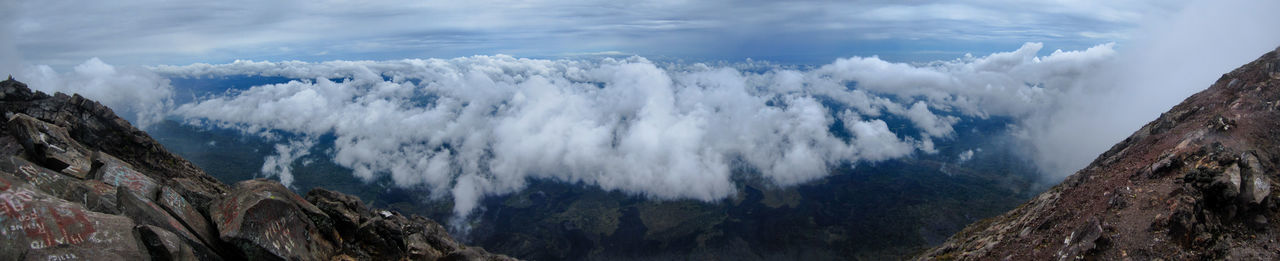 Panoramic view of majestic mountains against sky