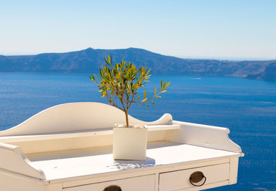 Scenic view of sea against blue sky