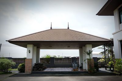 Exterior of house by building against sky