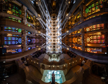 Low angle view of illuminated ceiling of building