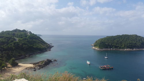 High angle view of sea against sky