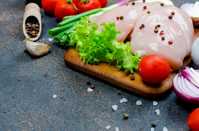 Close-up of food on table