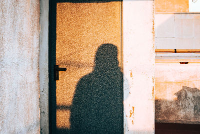 Shadow of man on wall