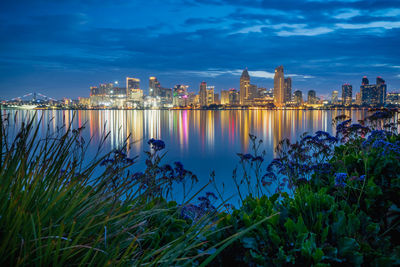 High angle view of city at waterfront