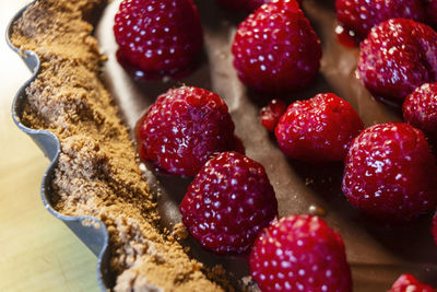 Close-up of strawberries on table