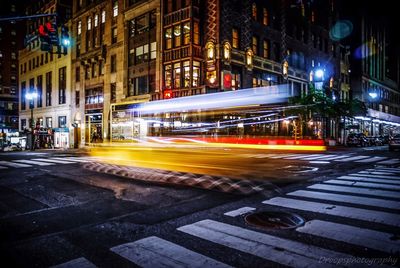 Light trails on city street at night