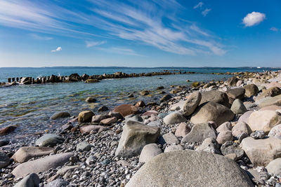 Scenic view of baltic sea against sky during sunny day