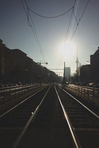 Railroad track at sunset