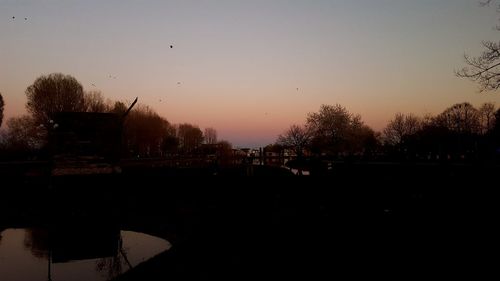 Silhouette trees against sky during sunset