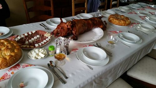Close-up of served food in plate