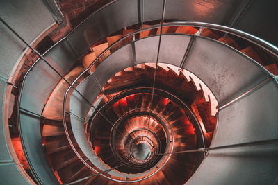 High angle view of spiral staircase in building