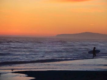 Scenic view of sea at sunset