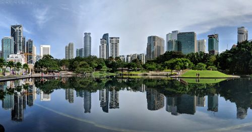 Reflection of city in water