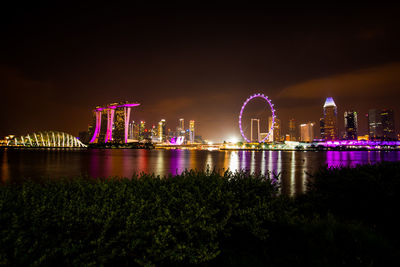 Singapore illuminated city at night