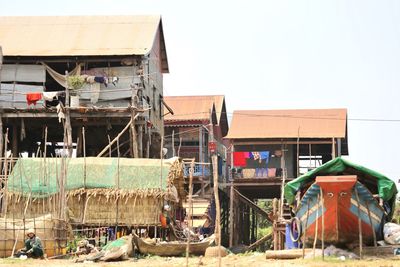 View of abandoned building against clear sky