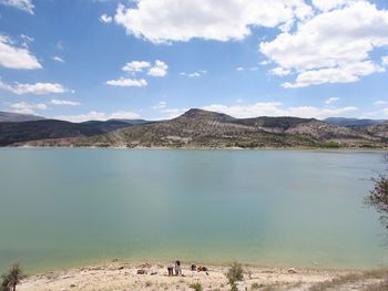 Scenic view of lake against sky