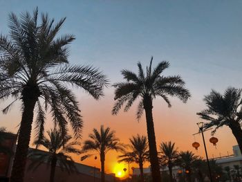 Silhouette palm trees against sky during sunset