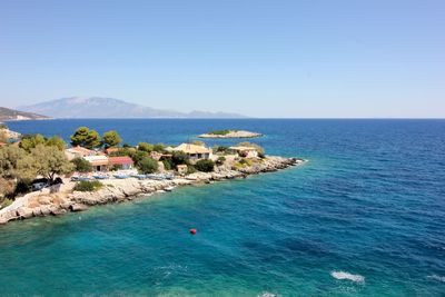 Scenic view of sea against clear sky