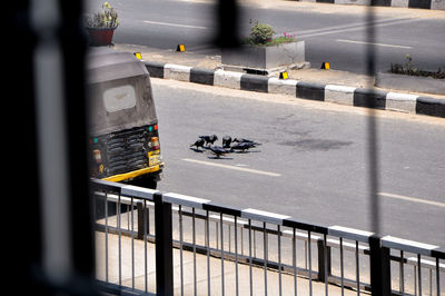 High angle view of cars on road