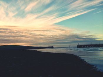 Scenic view of sea at sunset