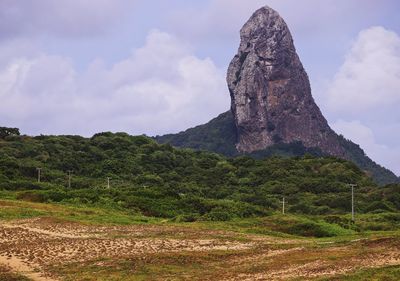 Rock formations on landscape against sky