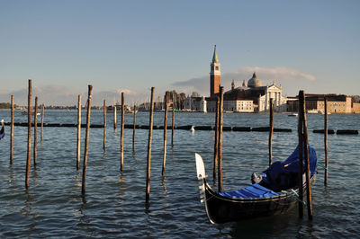 Gondola at grand canal in city