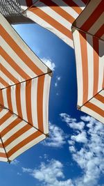 Low angle view of flag against sky