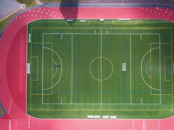 Aerial view of soccer field