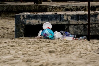 View of garbage on beach