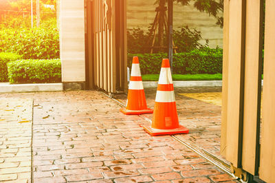 Traffic cones on footpath