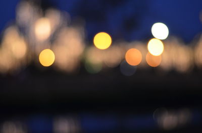 Defocused image of illuminated lights at night