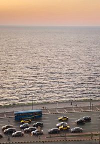 High angle view of boats on beach