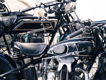 High angle view of bicycles parked in parking lot