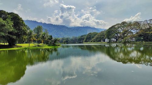 Scenic view of lake against sky