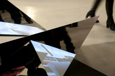 Close-up of paper flags against sky