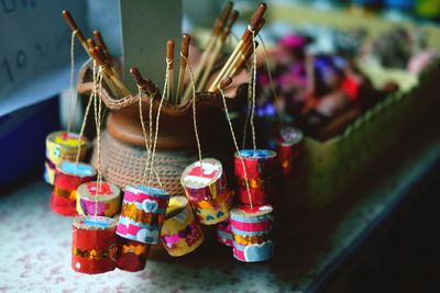 Close-up of colorful decoration