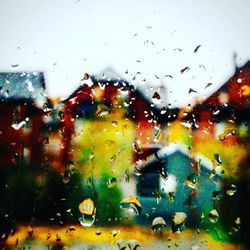 Close-up of water drops on glass