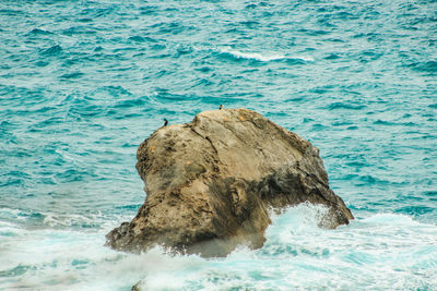 High angle view of rocks in sea